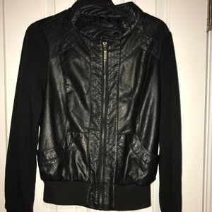 Black leather cropped jacket